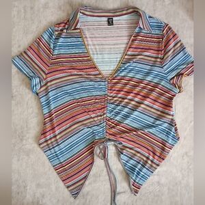 Shein | Size 3X Striped Tie-Front Tee
